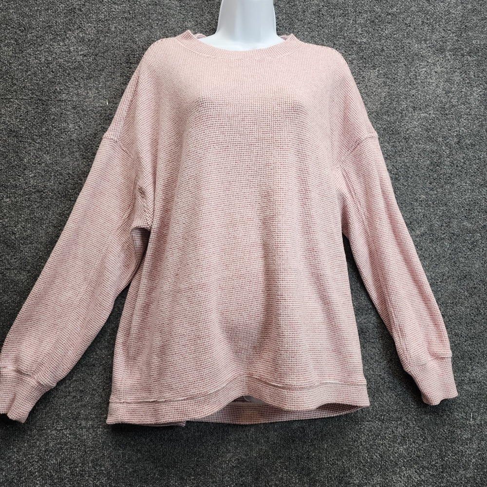 Aerie Women's Small Waffle Knit Pullover Sweater Pink Oversized Cozy Loungewear